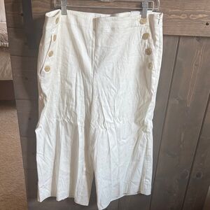 Ann Taylor Elegant White Button-Detail wide leg pants